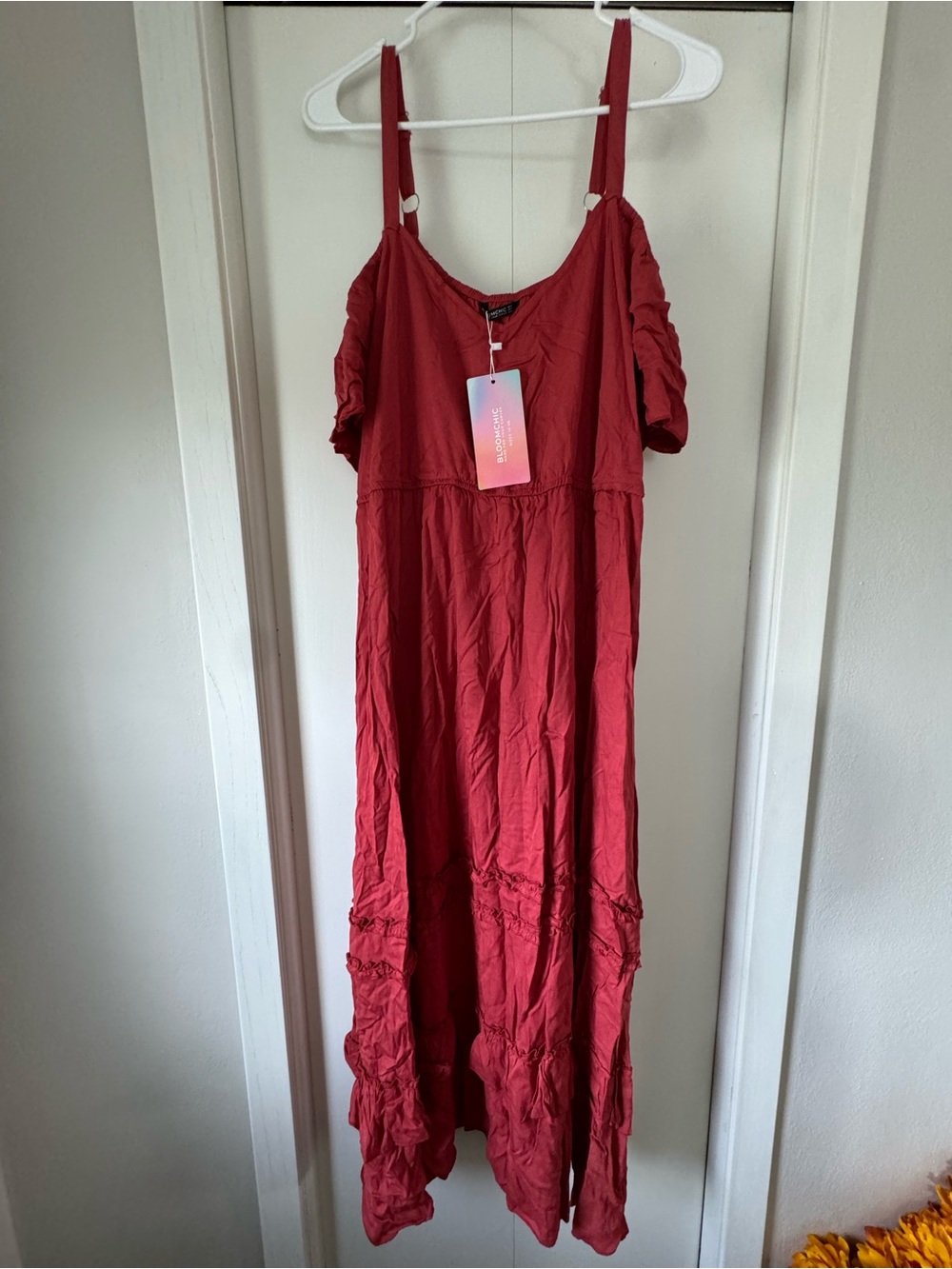 Red/orange Cold-Shoulder Maxi Dress -  Women 12